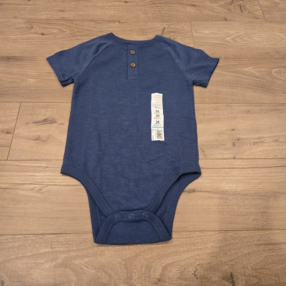 NWT Baby Boy Henley Bodysuit Available Multi Size NB & 24M Blue Raglan 💙